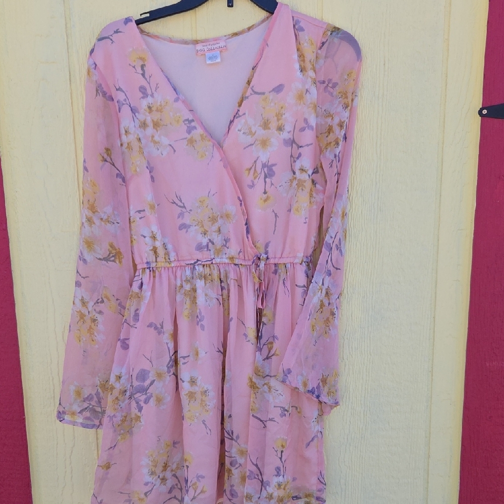 Band of Gypsies Pink Floral Long Sleeve Dress